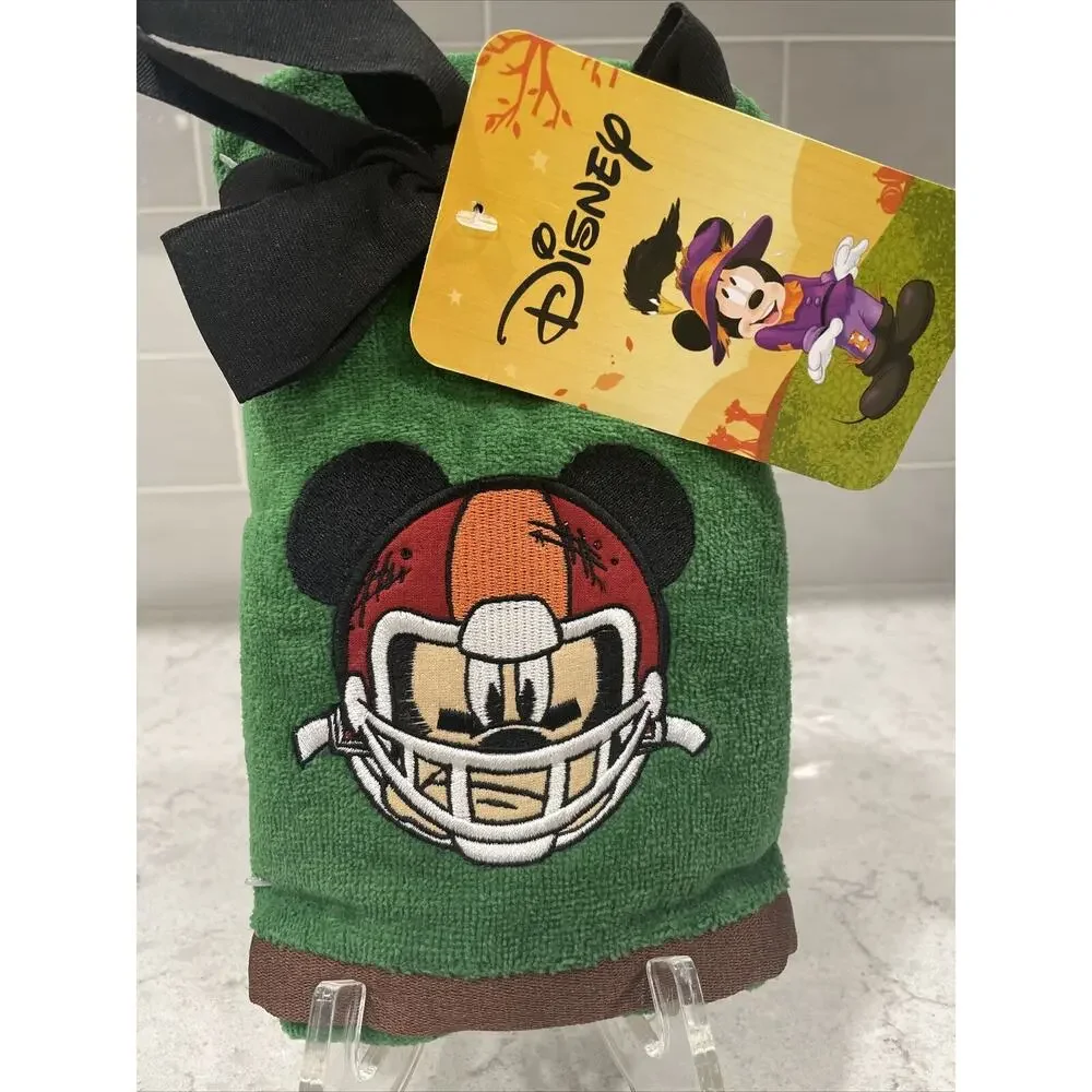 Set 2 FOOTBALL Disney Mickey Mouse in HELMET Hand Towel Set Fall Green Red Brown